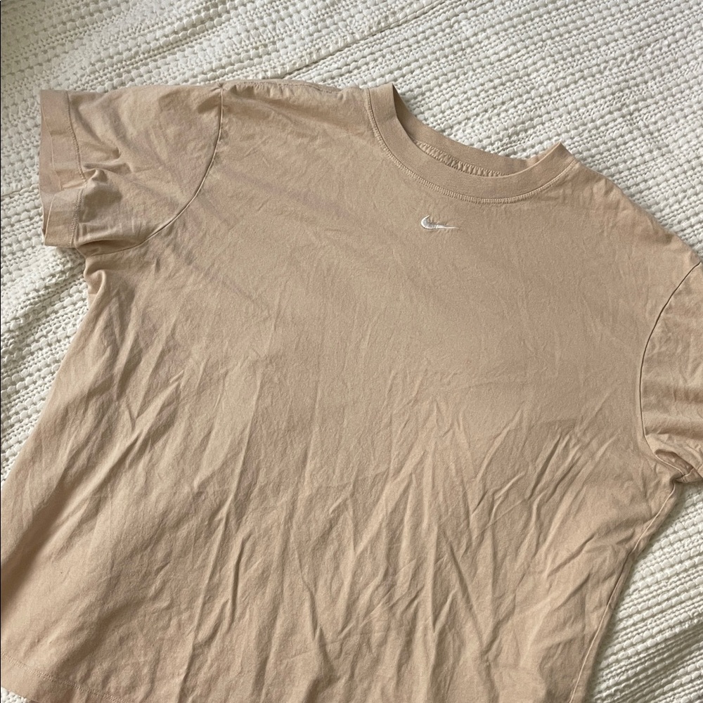 Nike Short-Sleeve Crew Tee in Light Tan with White Swoosh